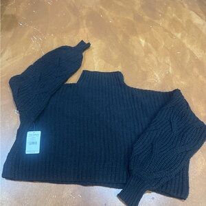 Free People Black Cowl Neck Sweater